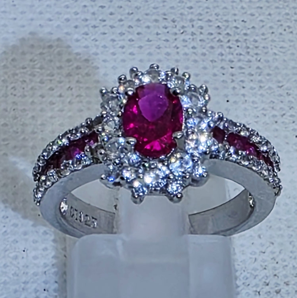Nwot Exquisite Designer Signed Ruby And Topaz Hal… - image 2